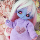 Hoodies- Purple and heart - For Mouse Mimi /Bunnycorn Lamoon - Online shop "Villi Tunes Doll"