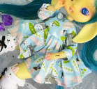 Dress - light blue totoro - For Mouse Mimi /Bunnycorn Lamoon - Online shop "Villi Tunes Doll"