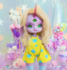 jumpsuit yellow & blue hearts - Online shop "Villi Tunes Doll"