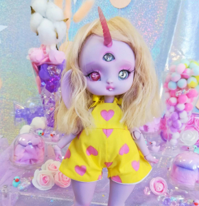 jumpsuit yellow & pink hearts - Online shop "Villi Tunes Doll"